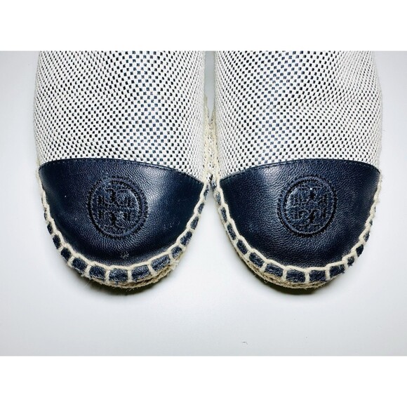 TORY BURCH Blue Tan Espadrilles Flat Slip On Shoes‎ Canvas Color Block Women's 8 - Picture 8 of 16